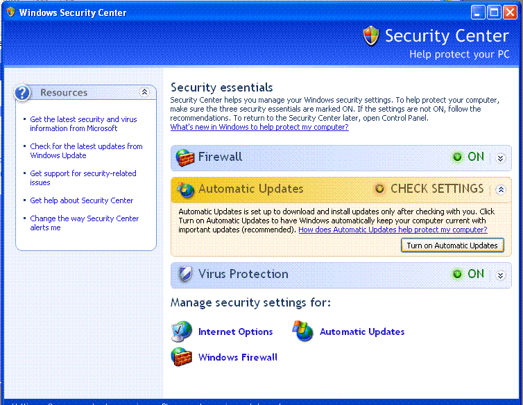 Select Turn on Automatic Updates